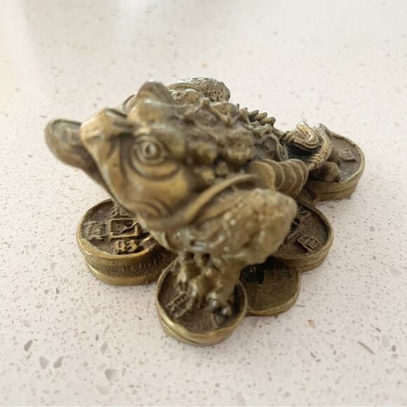 Feng Shui Money Frog Coin Toad Brass Toad Sculptures and Statues - Picture 3 of 6